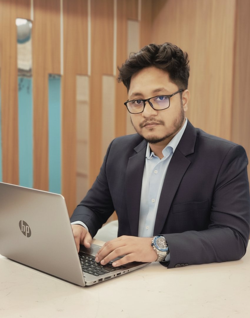 Engr Saad with MacBook